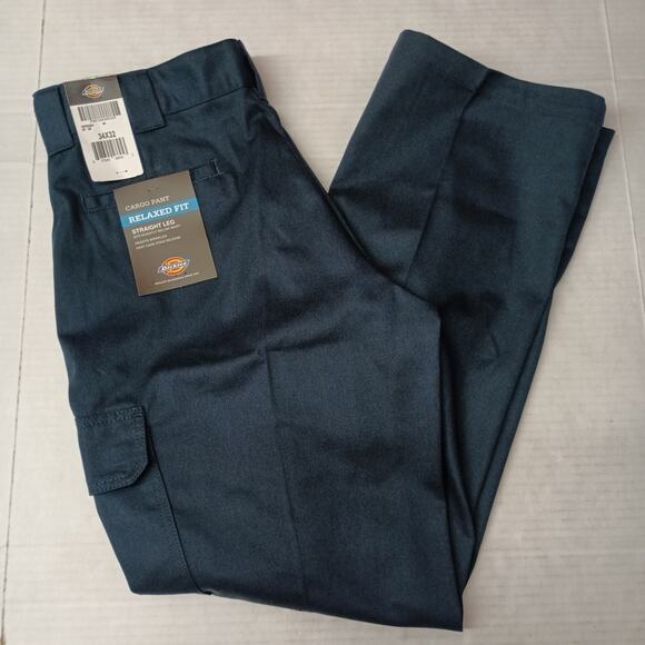 Dickies Cargo Pants Men's Size 34x32 Navy Blue Relaxed Fit Straight Leg Workwear - Picture 1 of 7